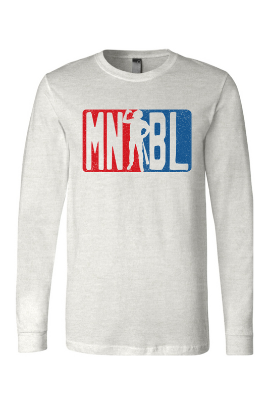 Men's Night Baseball League Red/Blue Long Sleeve Cotton T-Shirt - Unisex