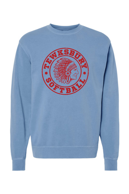 Tewksbury Red Logo Pigment-Dyed Crewneck Sweatshirt - Men's