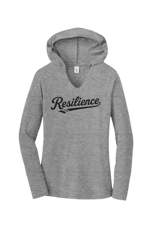 Resilience Script Tri Blend Long Sleeve Hooded Shirt - Women's