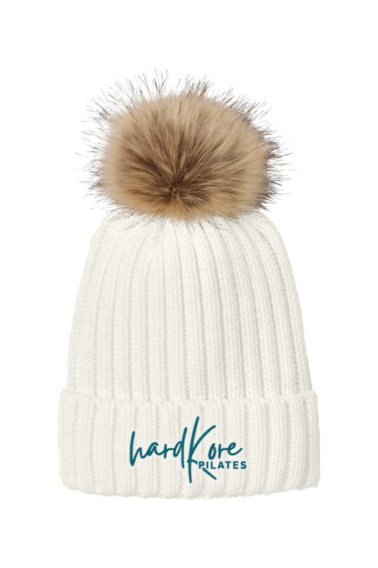 Hard Kore Pilates Faux Fur Pom Beanie