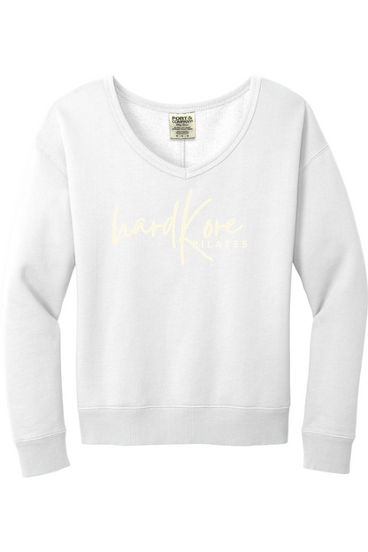 Hard Kore Horizontal Logo Beach Wash Garment-Dyed V-Neck Sweatshirt - Women's