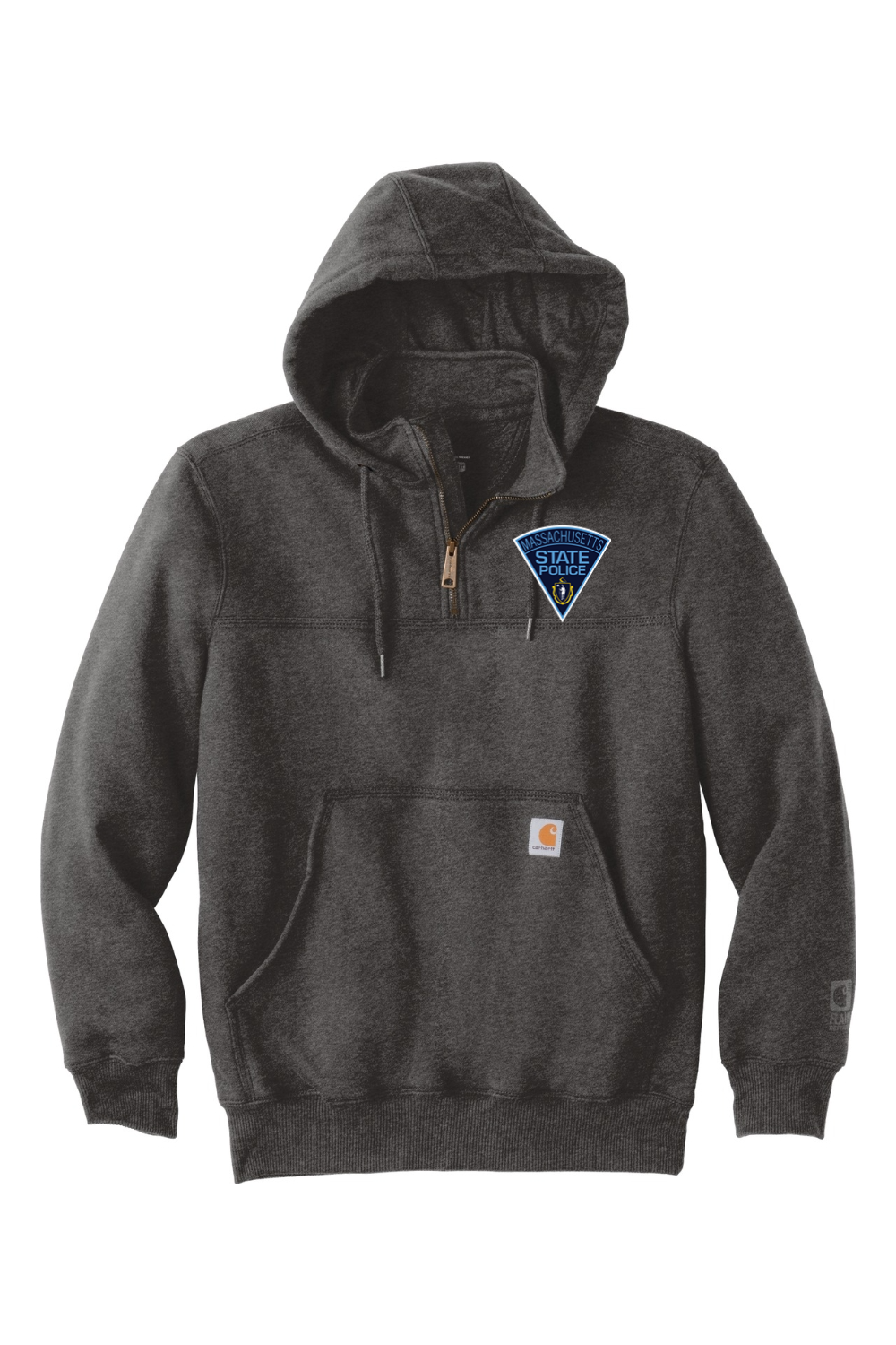 MA State Police Front Logo Carhartt Rain Defender Paxton Heavyweight Hooded Zip Mock Sweatshirt - Men's
