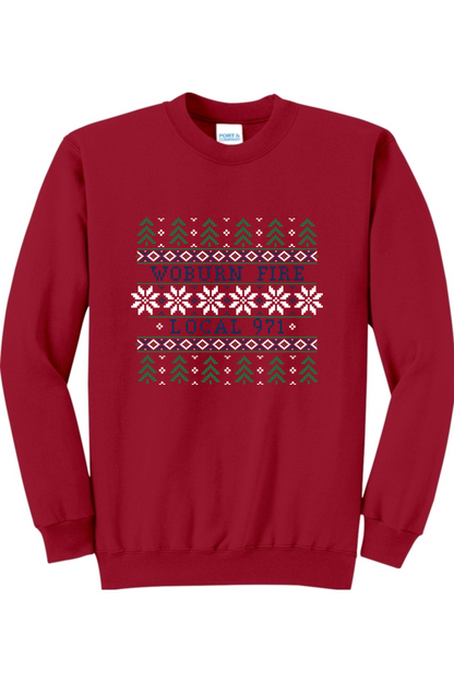 Woburn Fire Holiday Sweater Printed Crewneck Sweatshirt - Youth