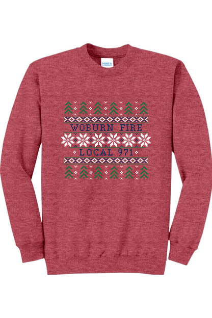 Woburn Fire Holiday Sweater Printed Crewneck Sweatshirt - Youth