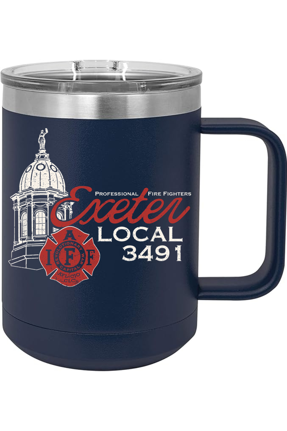 Exeter Town Hall Local 3491 - 15oz Insulated Coffee Mug with Slider Lid