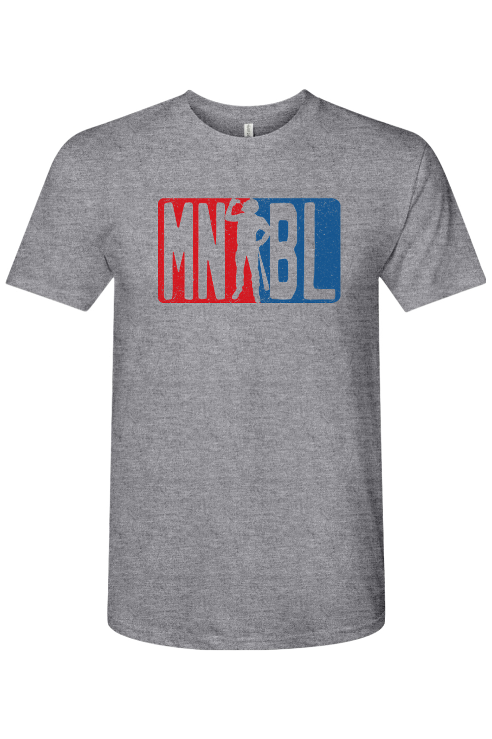 Men's Night Baseball League Blue/Red Tri-Blend T-Shirt - Unisex Adult
