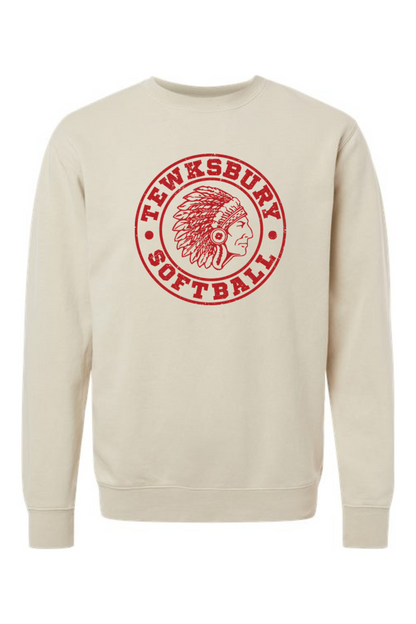 Tewksbury Red Logo Pigment-Dyed Crewneck Sweatshirt - Men's