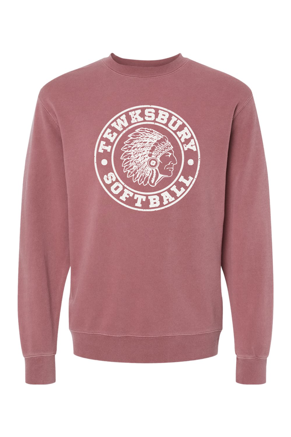 Tewksbury Softball Off White Logo Pigment-Dyed Crewneck Sweatshirt - Men's