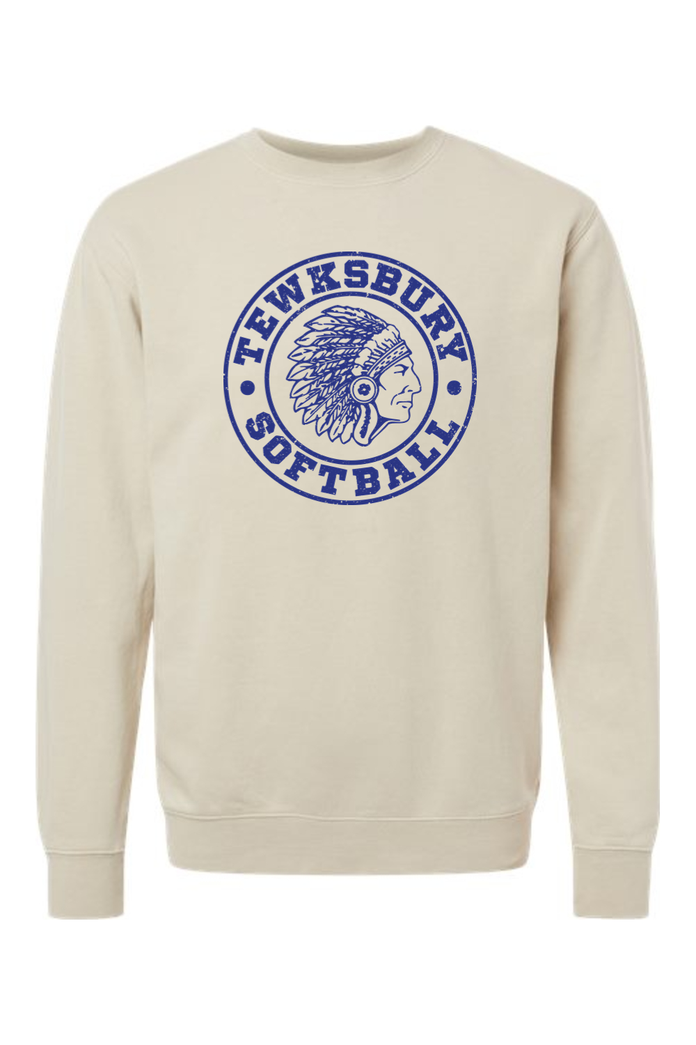 Tewksbury Softball Blue Logo Pigment-Dyed Crewneck Sweatshirt - Men's