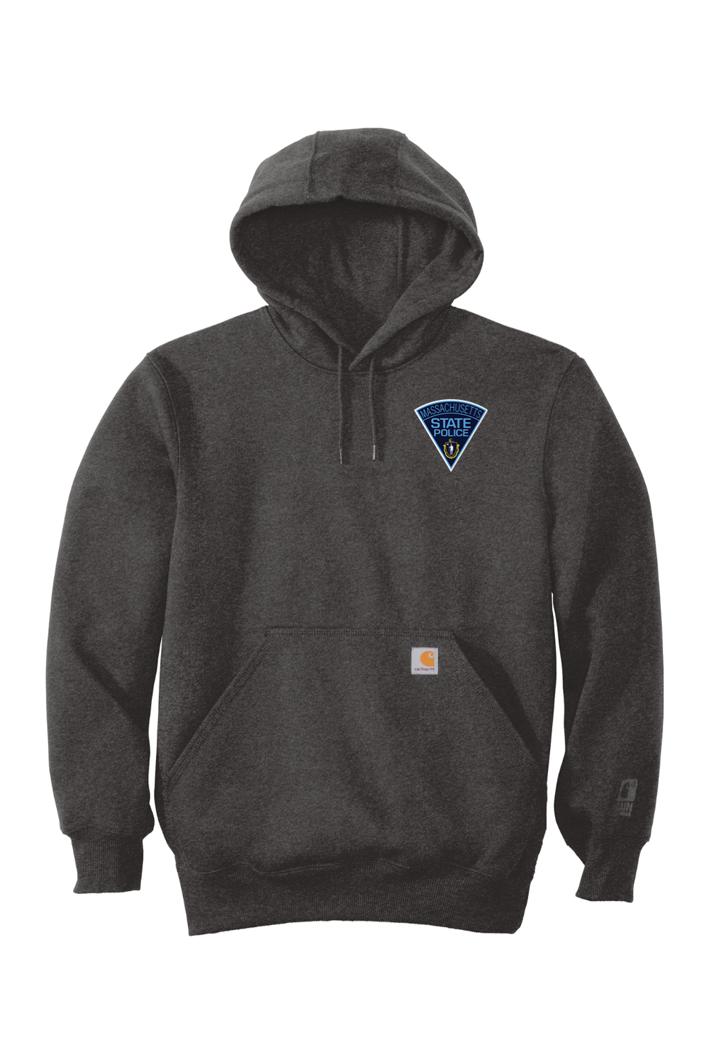 MA State Police Front Logo Carhartt Rain Defender Paxton Heavyweight Hooded Sweatshirt