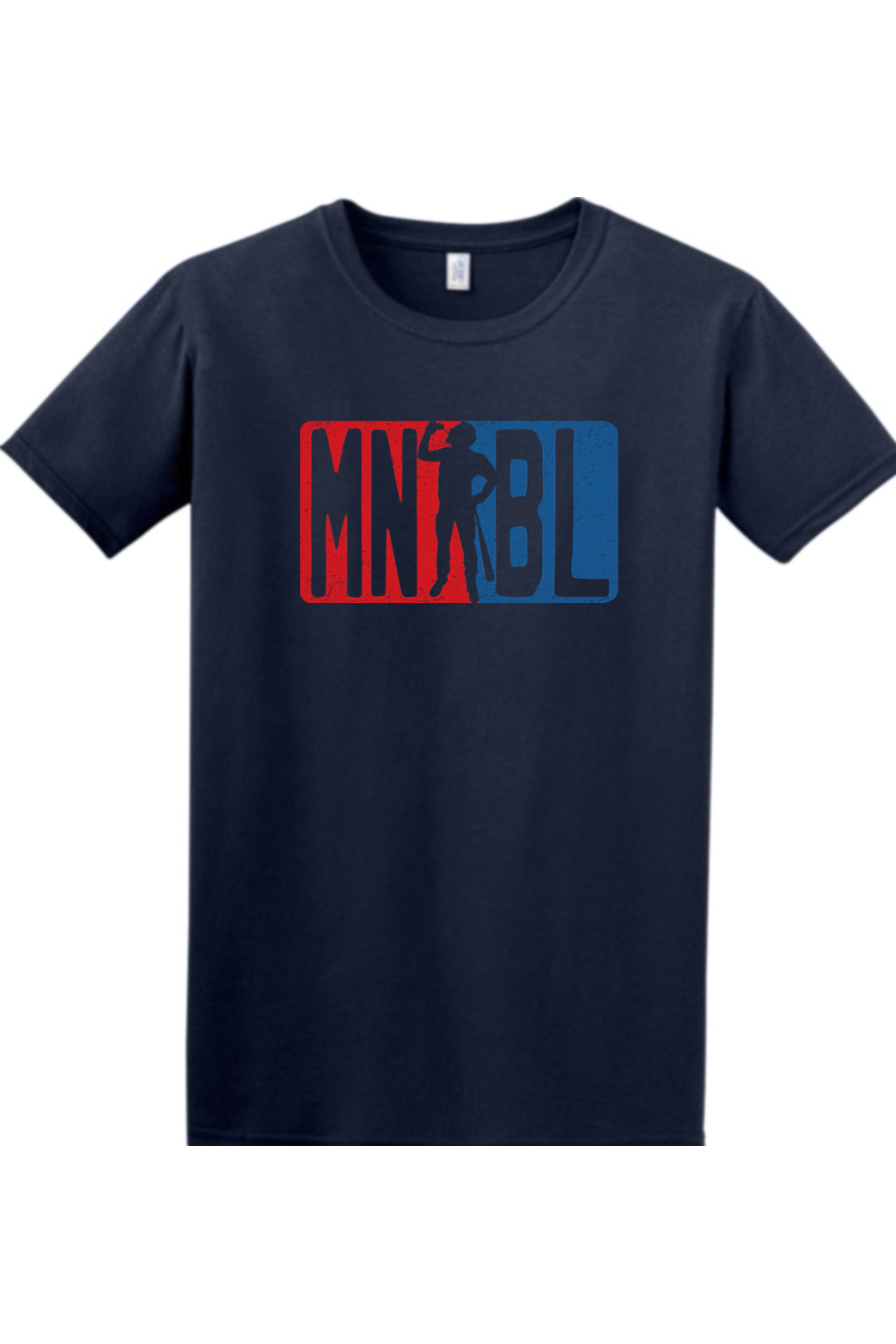 Men's Night Baseball League Blue/Red Relaxed Fit Cotton T-Shirt - Unisex Adult