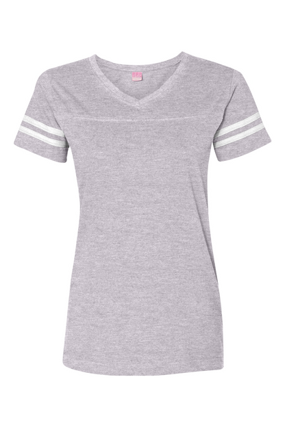 LAT Women's Football V-Neck Fine Jersey Tee - 3537