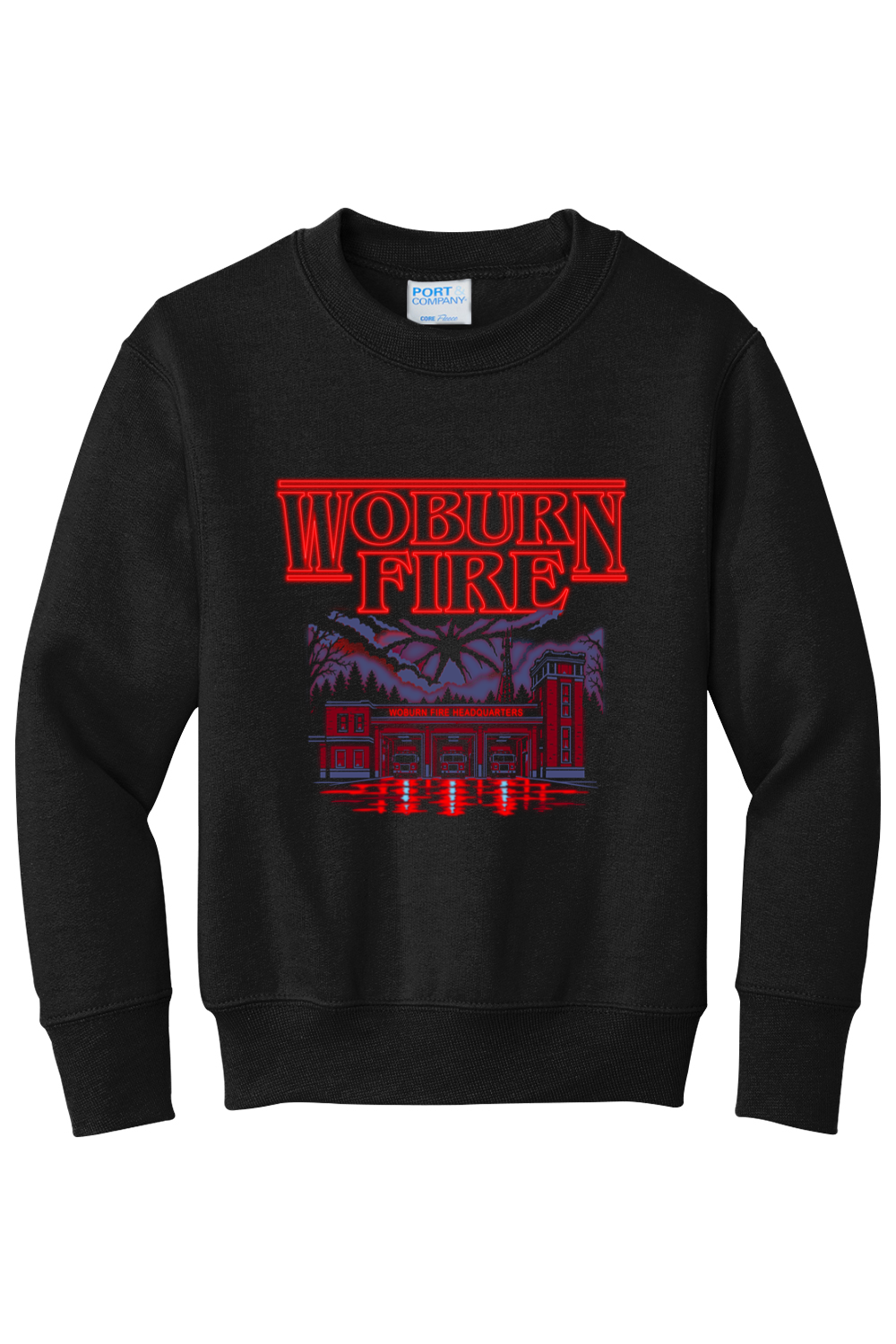 Woburn Fire Halloween 2026 (front print only) Standard Fleece Crewneck Sweatshirt - Youth