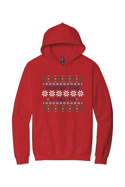 Woburn Fire Holiday Sweater Printed Standard Hoodie - Men's/Unisex