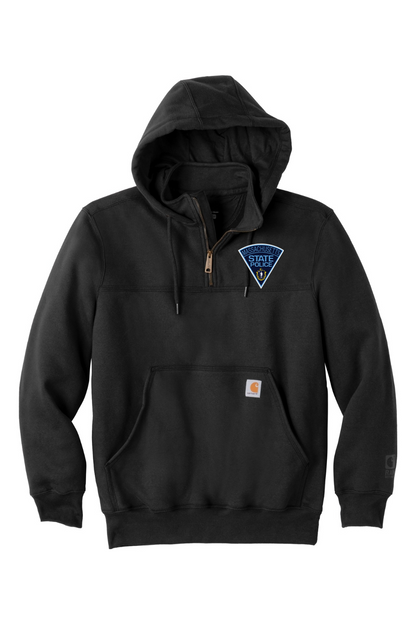 MA State Police Front Logo Carhartt Rain Defender Paxton Heavyweight Hooded Zip Mock Sweatshirt - Men's