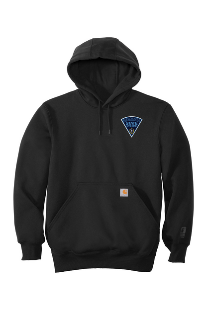 MA State Police Front Logo Carhartt Rain Defender Paxton Heavyweight Hooded Sweatshirt