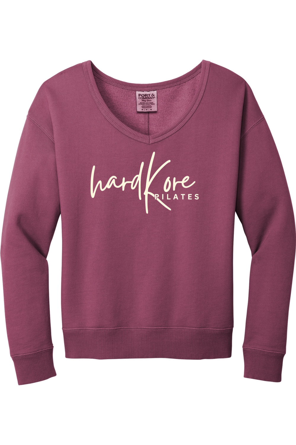 Hard Kore Horizontal Logo Beach Wash Garment-Dyed V-Neck Sweatshirt - Women's