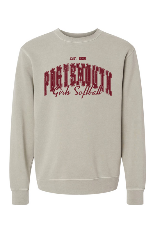 Portsmouth Softball '98 Garment Dyed Crewneck Sweatshirt - Adult