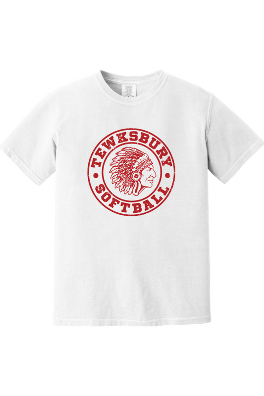 Tewksbury Softball Red Logo Comfort Colors T-Shirt - Men's
