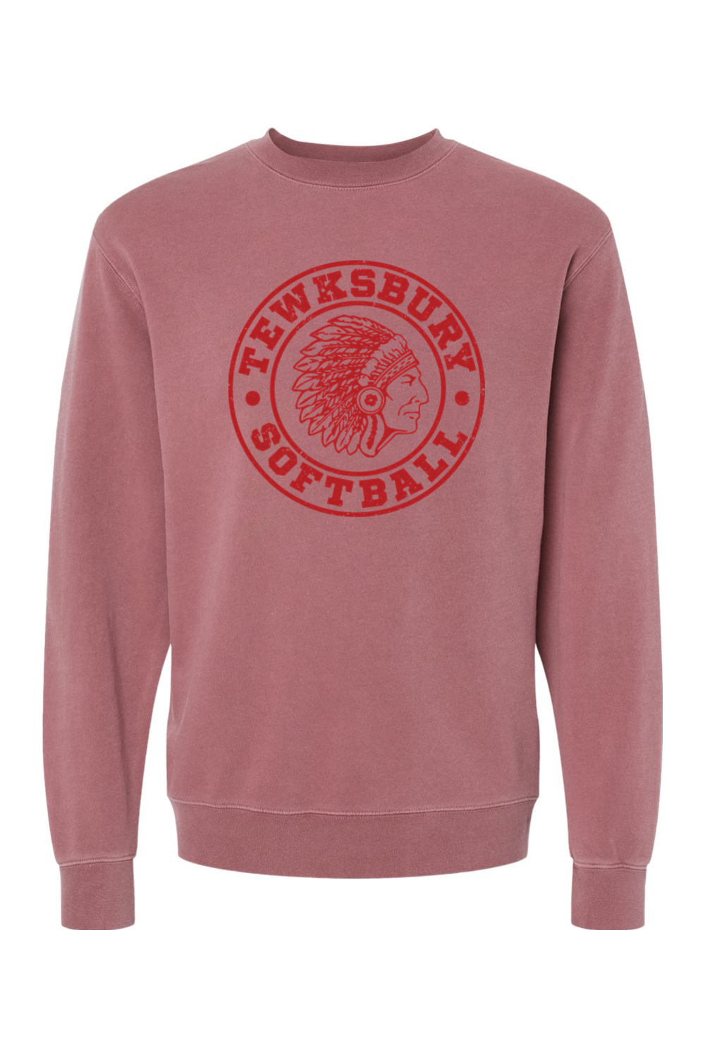 Tewksbury Red Logo Pigment-Dyed Crewneck Sweatshirt - Men's