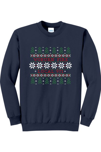 Woburn Fire Holiday Sweater Printed Crewneck Sweatshirt - Youth