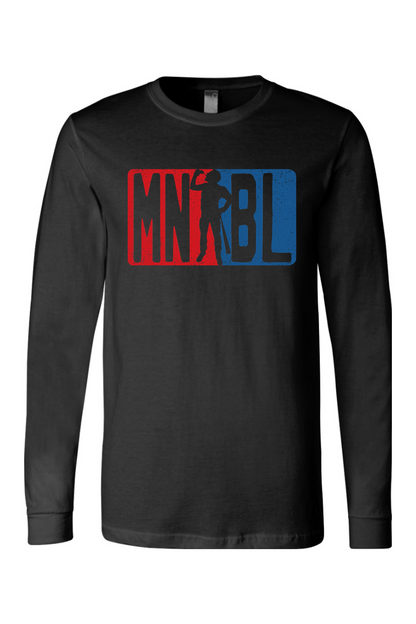 Men's Night Baseball League Red/Blue Long Sleeve Cotton T-Shirt - Unisex