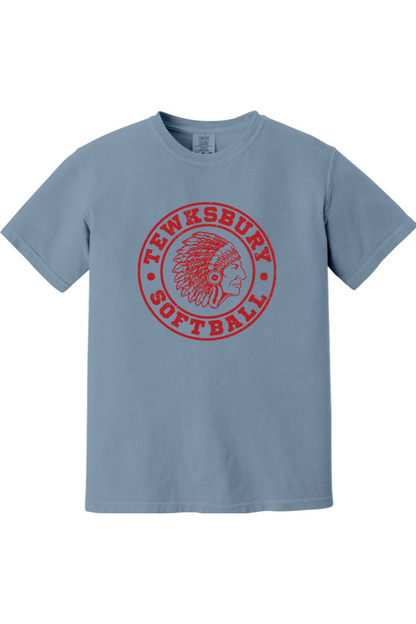Tewksbury Softball Red Logo Comfort Colors T-Shirt - Men's