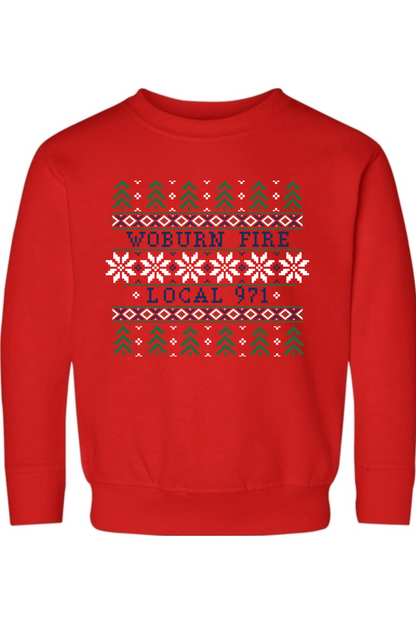 Woburn Fire Holiday Sweater Printed Standard Crewneck - Toddler