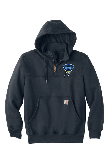 MA State Police Front Logo Carhartt Rain Defender Paxton Heavyweight Hooded Zip Mock Sweatshirt - Men's