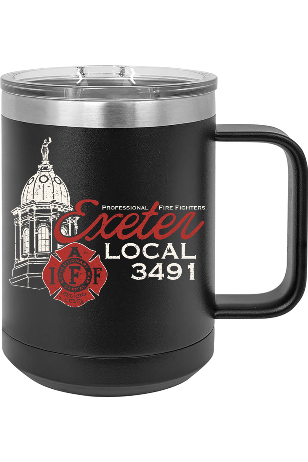 Exeter Town Hall Local 3491 - 15oz Insulated Coffee Mug with Slider Lid
