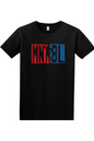 Men's Night Baseball League Blue/Red Relaxed Fit Cotton T-Shirt - Unisex Adult