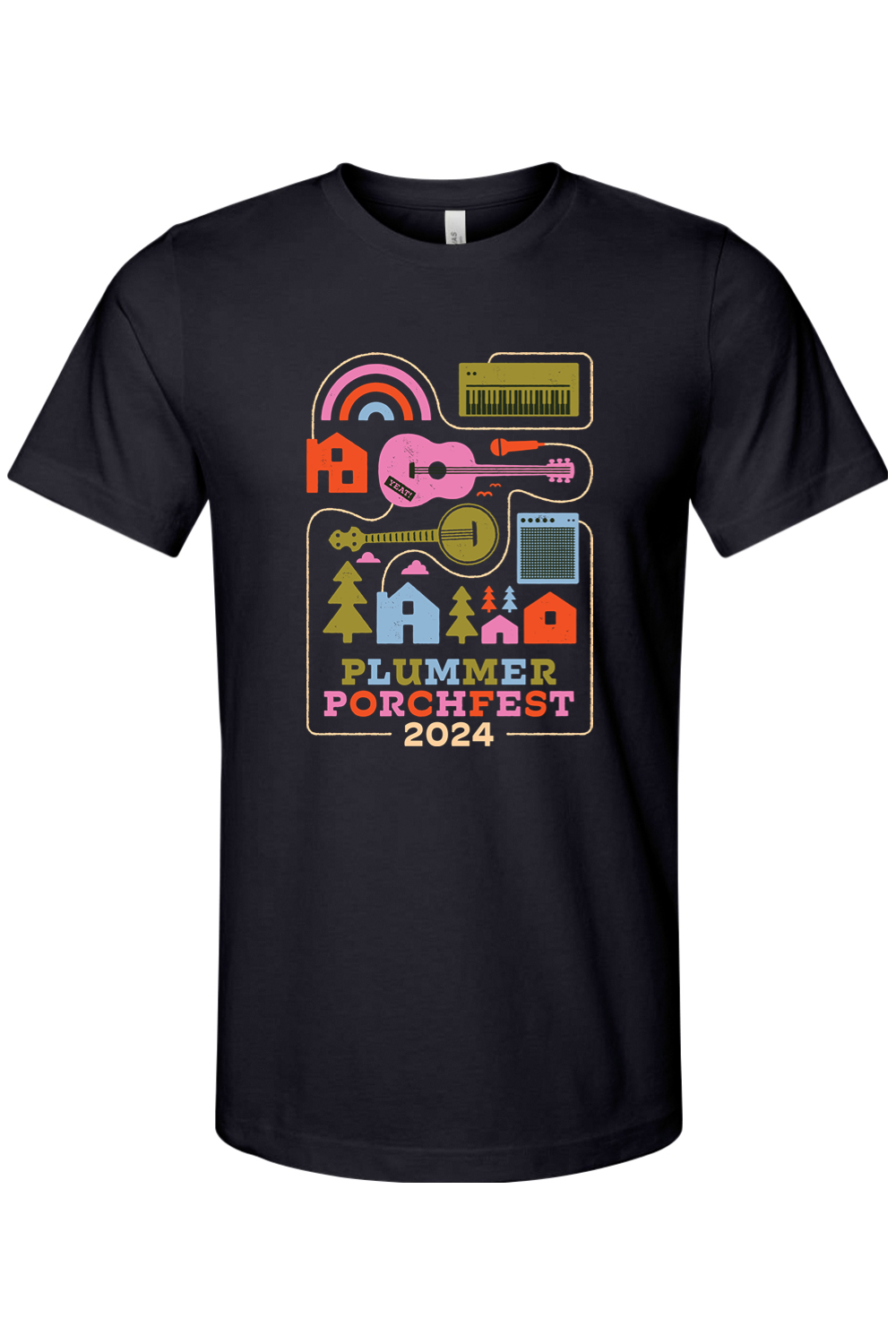 Plummer Porchfest 2024 - Unisex Black Cotton T-Shirt